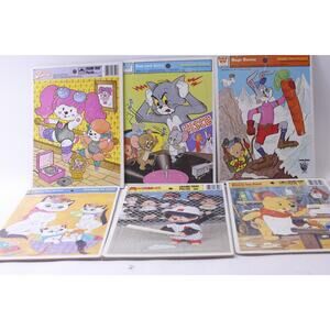 Vintage Frame-tray Puzzles, Set of 6, Poochie, Tom and Jerry, Bugs Bunny,